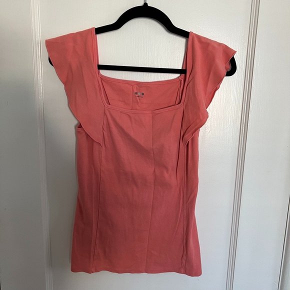 ANTHROPOLOGIE Flutter Sleeve Square Neck Top - Picture 3 of 5